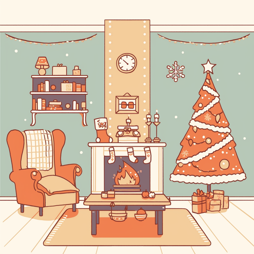 Cozy Christmas living room in vintage house