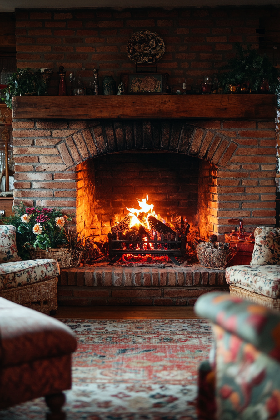 Cozy Classic Fireplace with Rustic Charm and Warmth