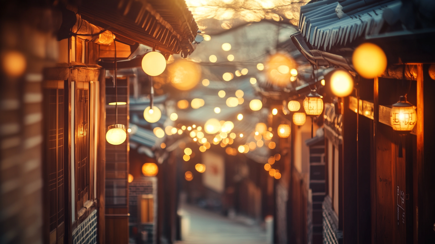 Cozy Korean alleyway with warm brown tones