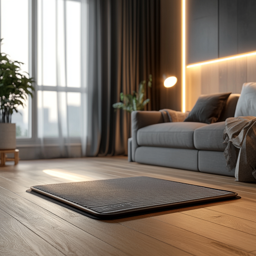 Cozy electric mat in modern living room