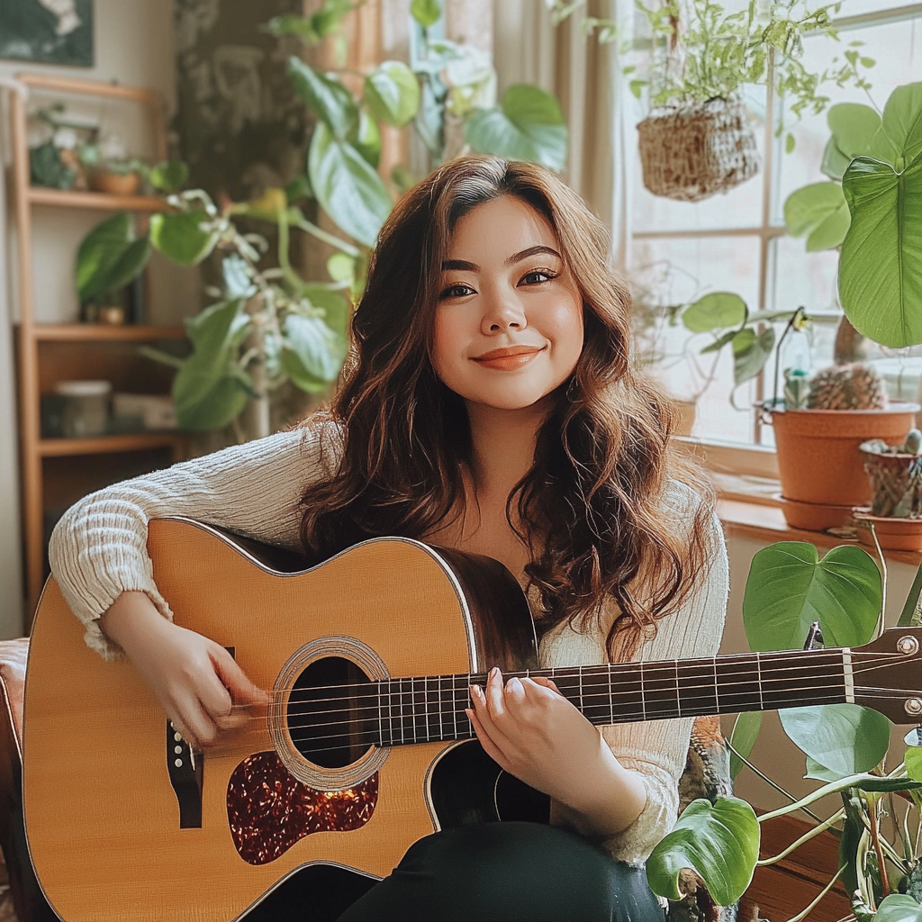 Cozy gamer profile with guitars, plants, and filipina beauty.