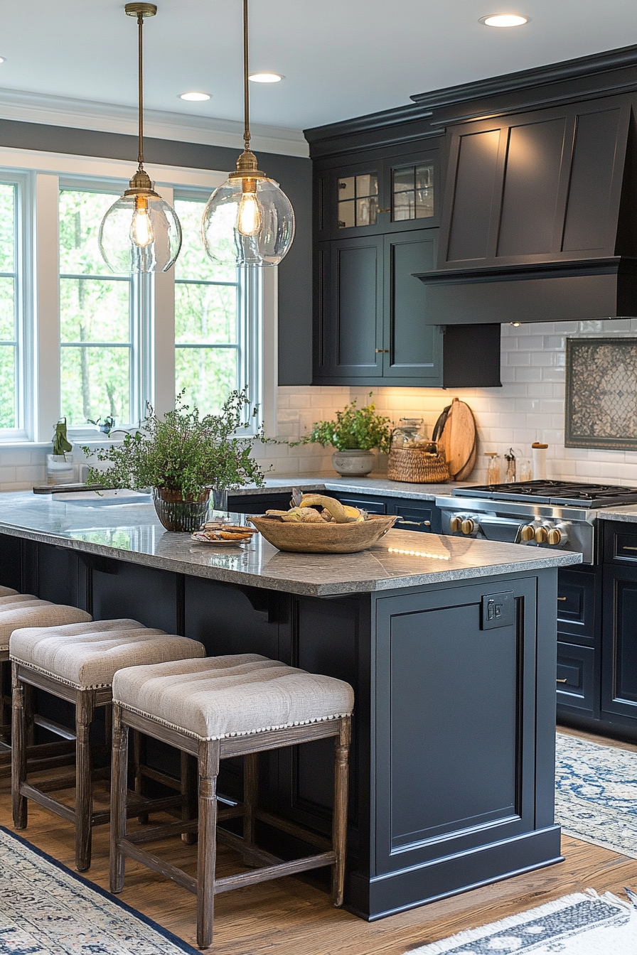 Cozy modern kitchen with Coal Comfort cabinets.