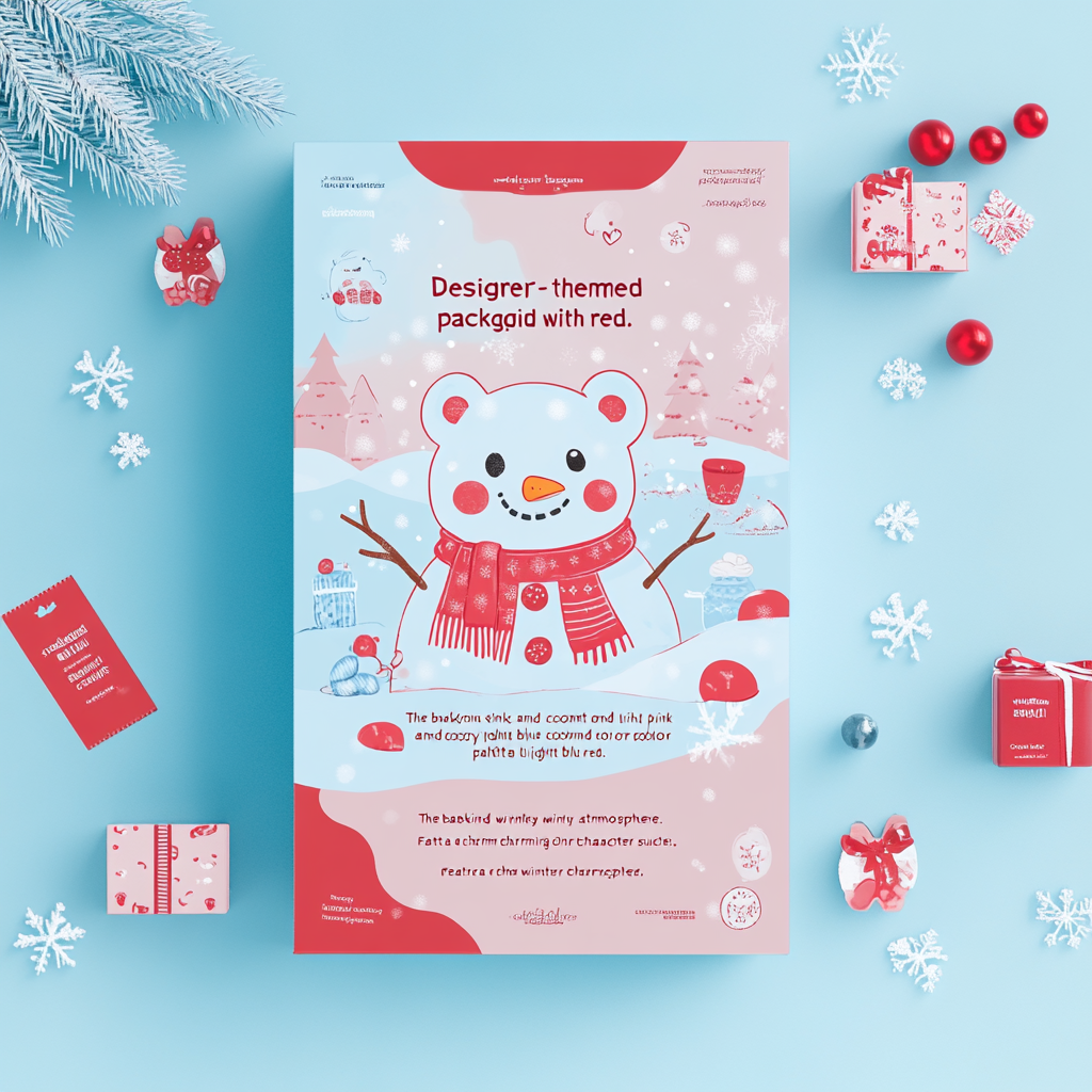 Cozy winter-themed packaging box with elegant snowman design.