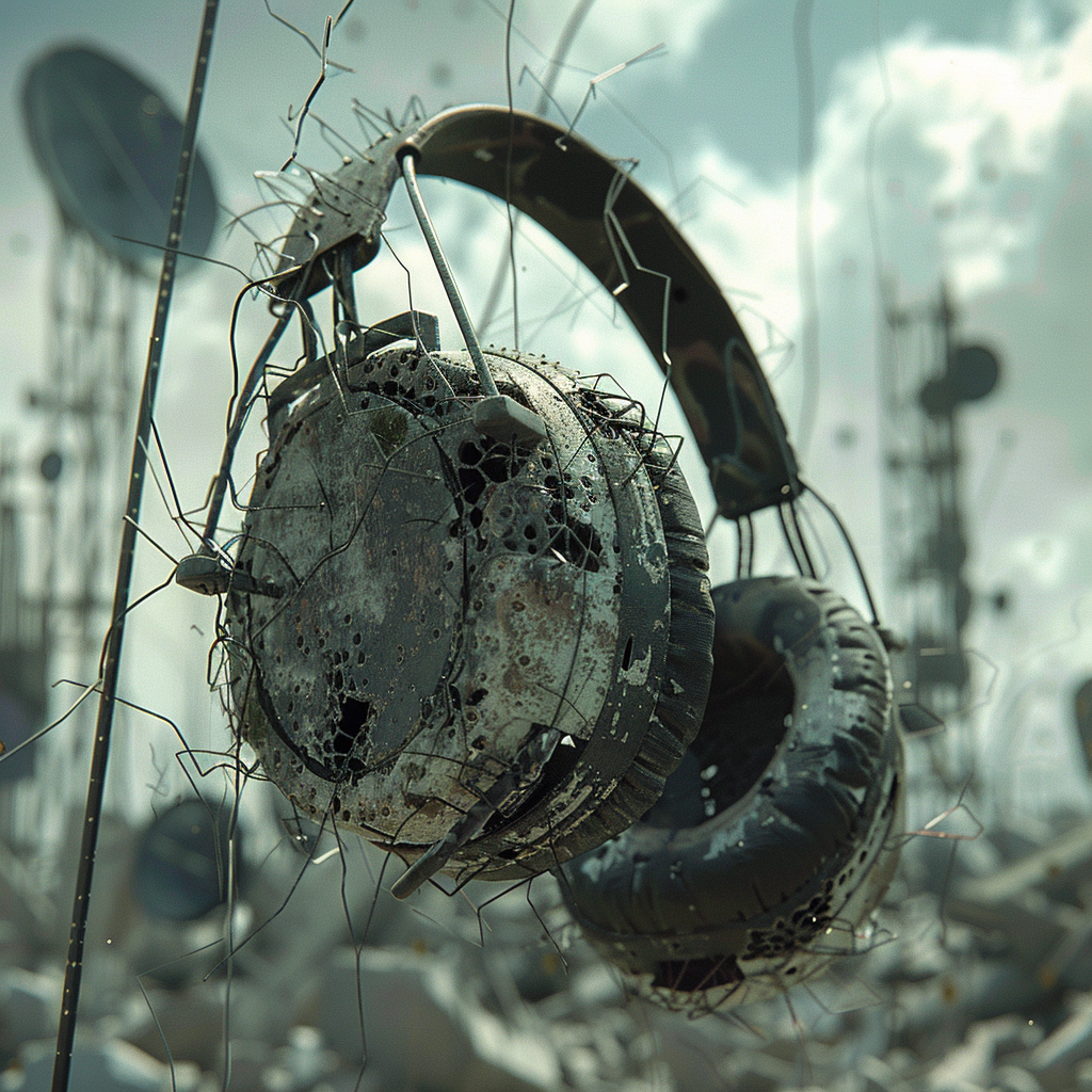 Cracked Headset on Radar Dish, Static-filled Broadcast