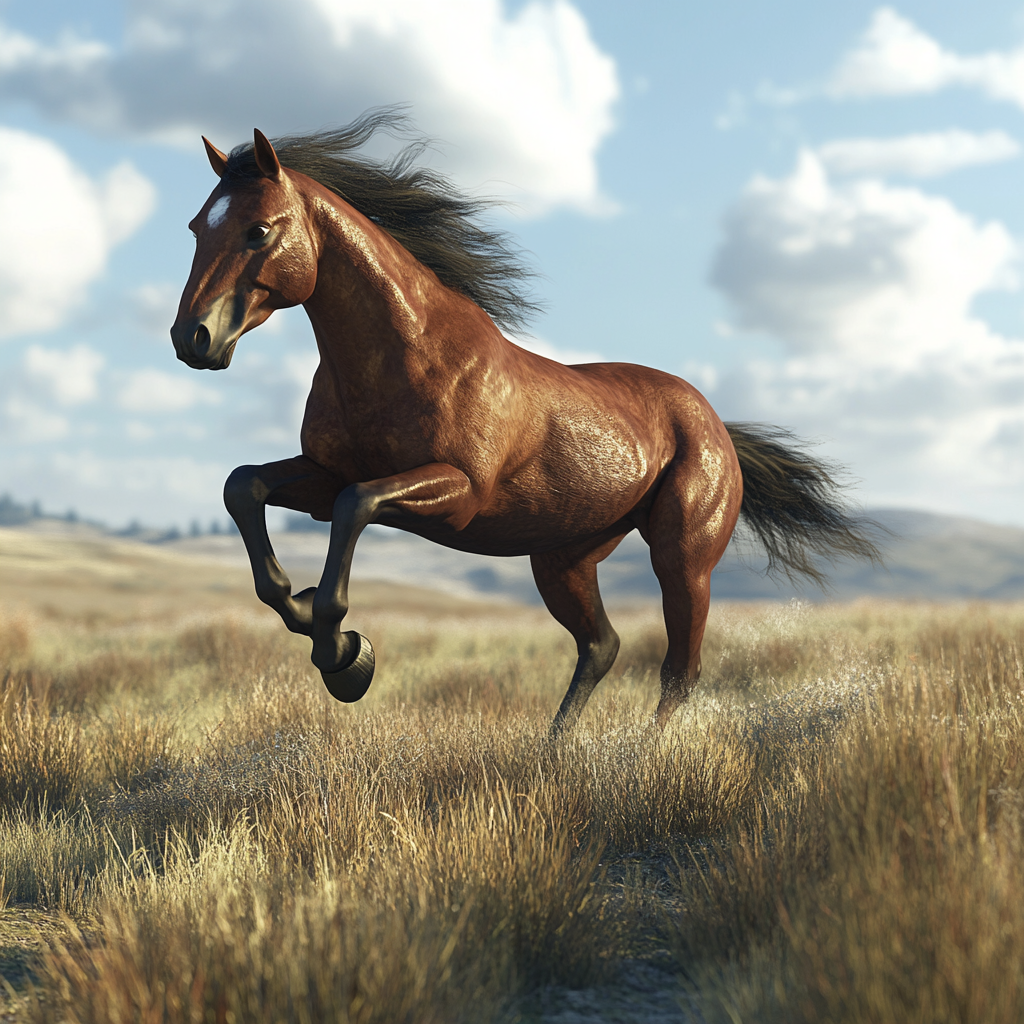 Create a realistic, clear image of horse running.