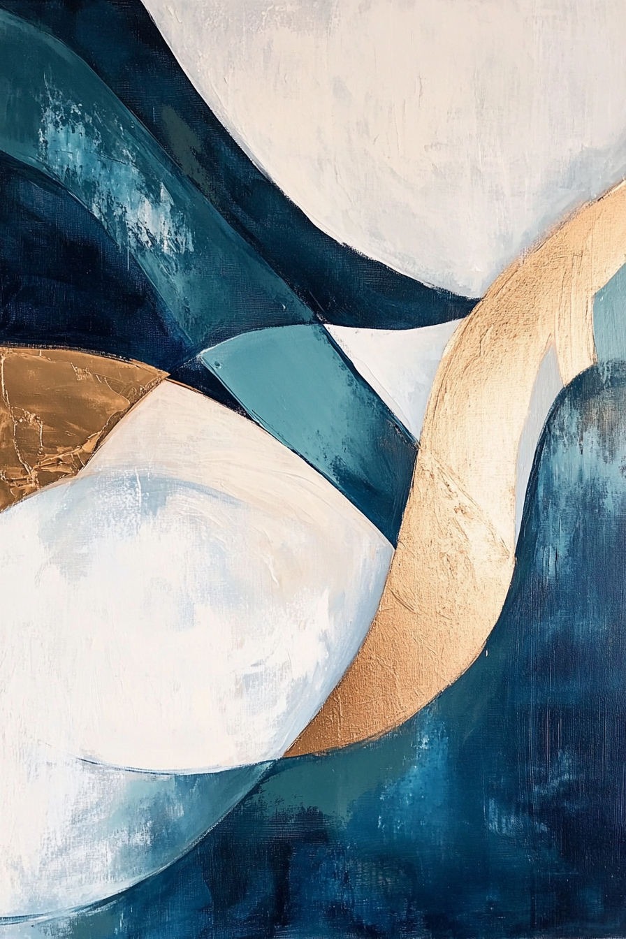 Create abstract canvas with flowing curves and sharp angles.