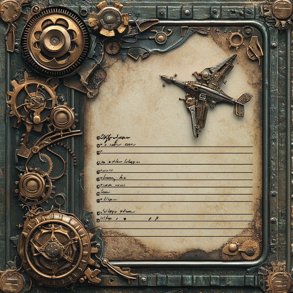 Create detailed, steampunk-themed journal page for sale.