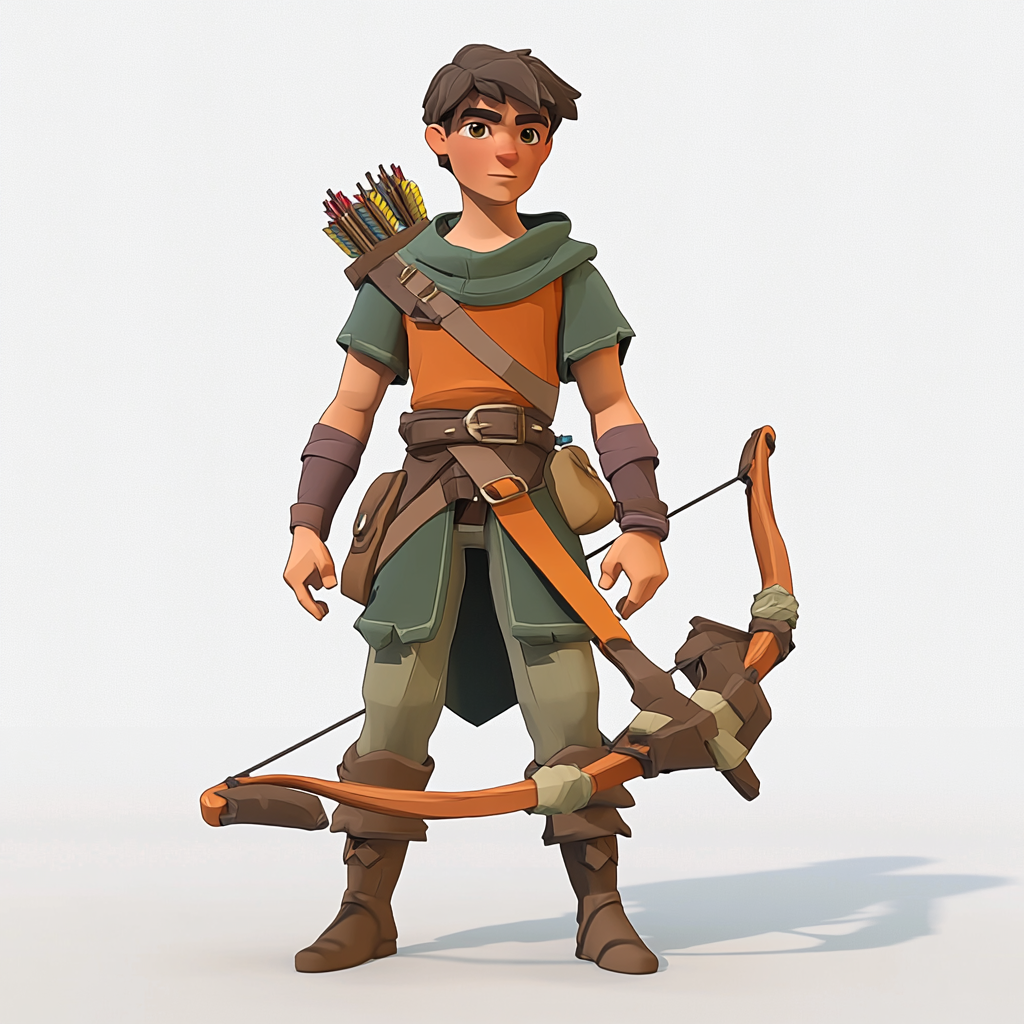 Create male medieval scout with crossbow, limited colors.