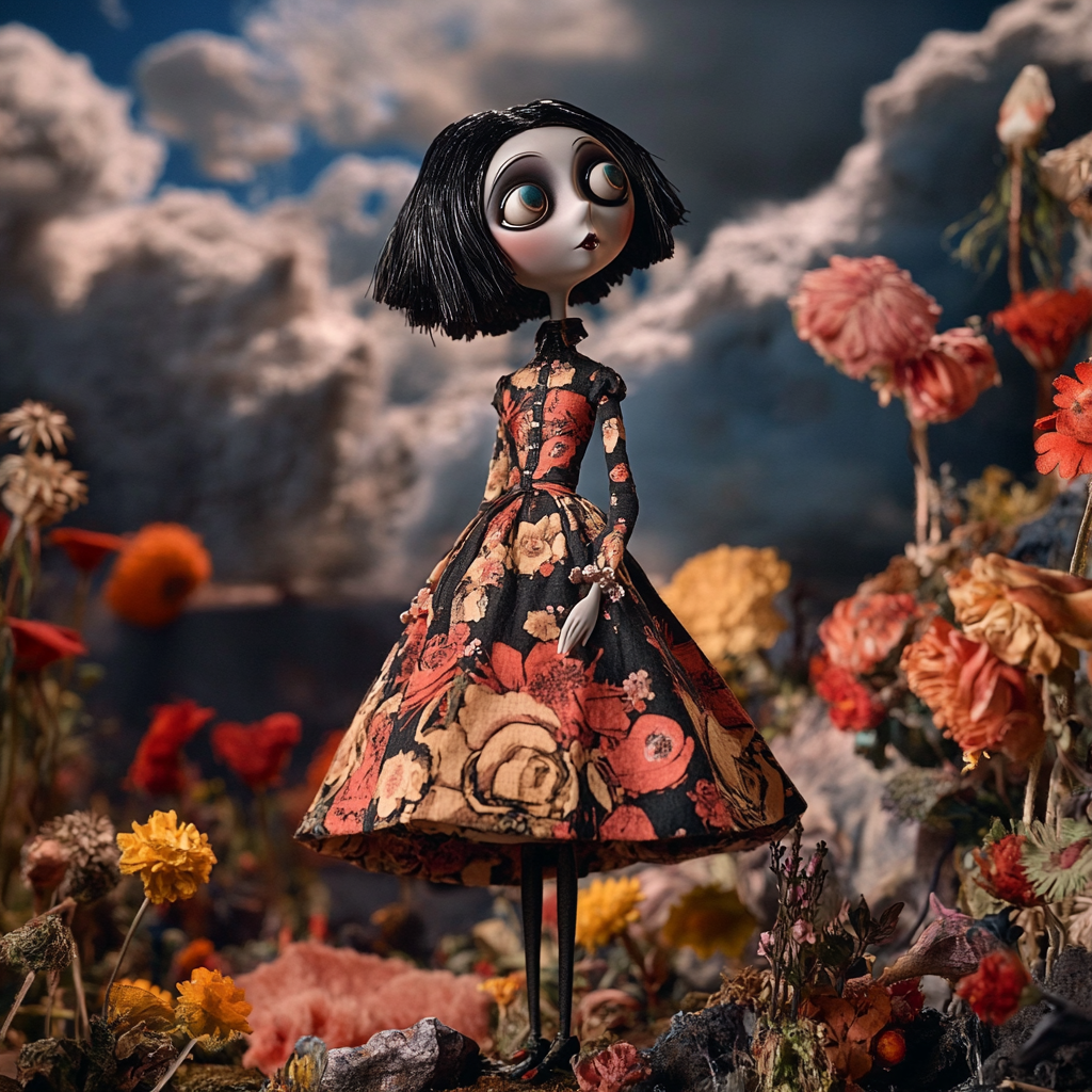 Create mockup images merging Coraline and Marc Jacobs.