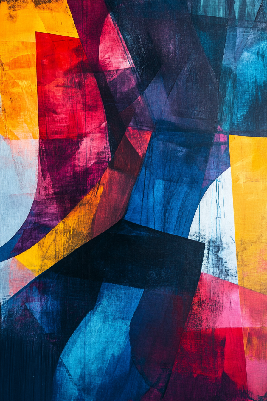 Create modern abstract art with bold shapes and colors.