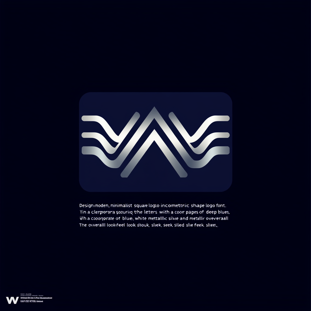 Create square logo with 'WAV三' letters, geometric shapes.