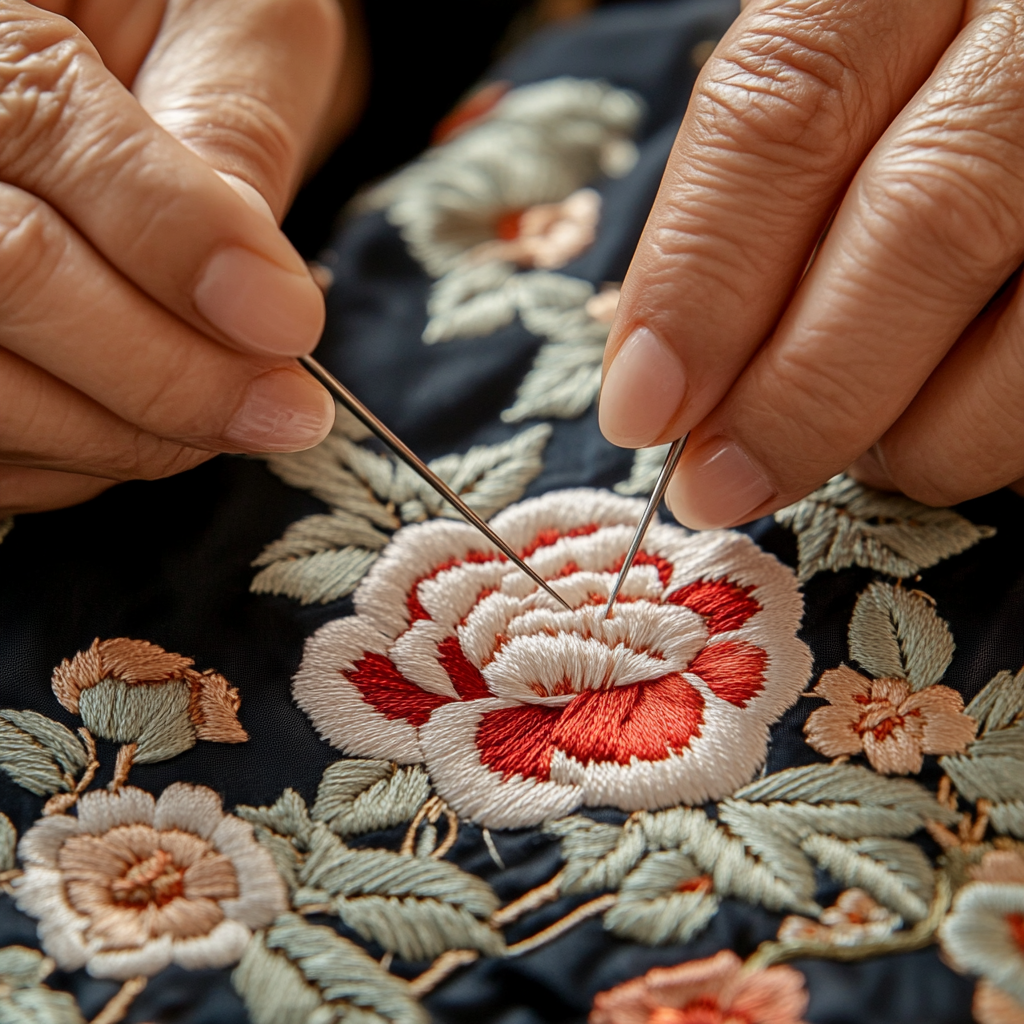 Creating Beautiful Peony Patterns with Embroideryneedle in Hand