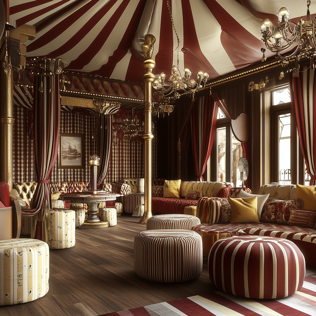 Creating Circus-Themed Gold & White VIP Lounge Decor