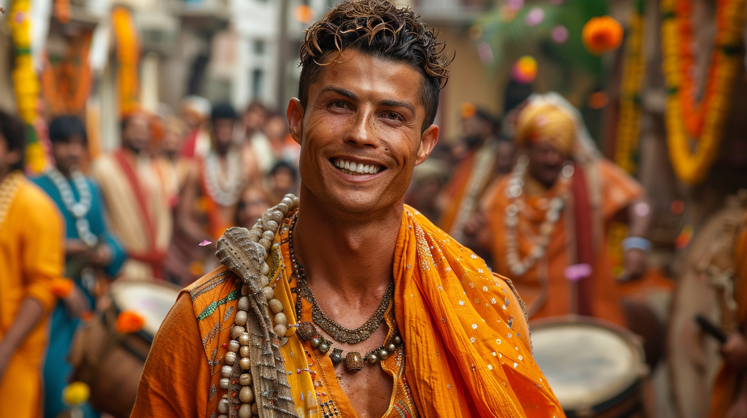 Cristiano Ronaldo Dancing in Traditional Indian Attire