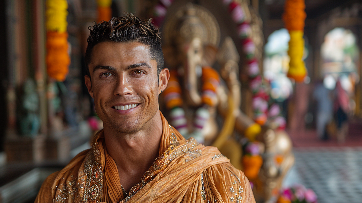 Cristiano Ronaldo in India at Ganapathy Monument 