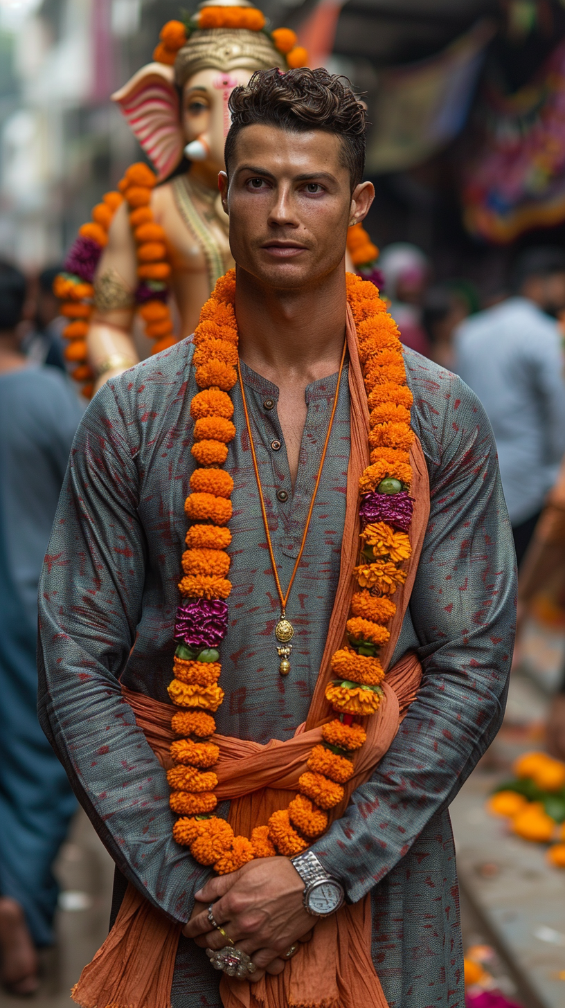 Cristiano Ronaldo in India at Ganesh Chaturthi Festival