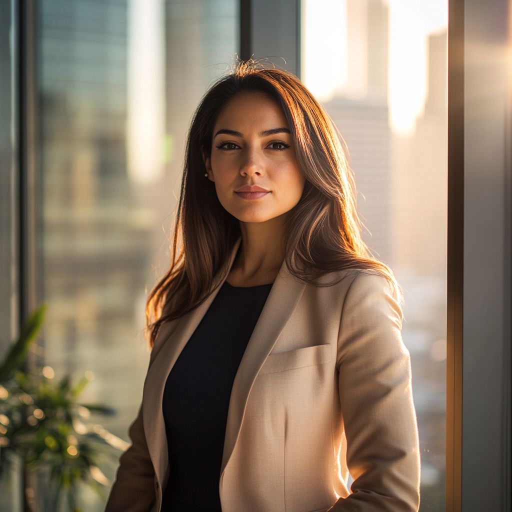 Cuban Businesswoman Standing by Window in Office