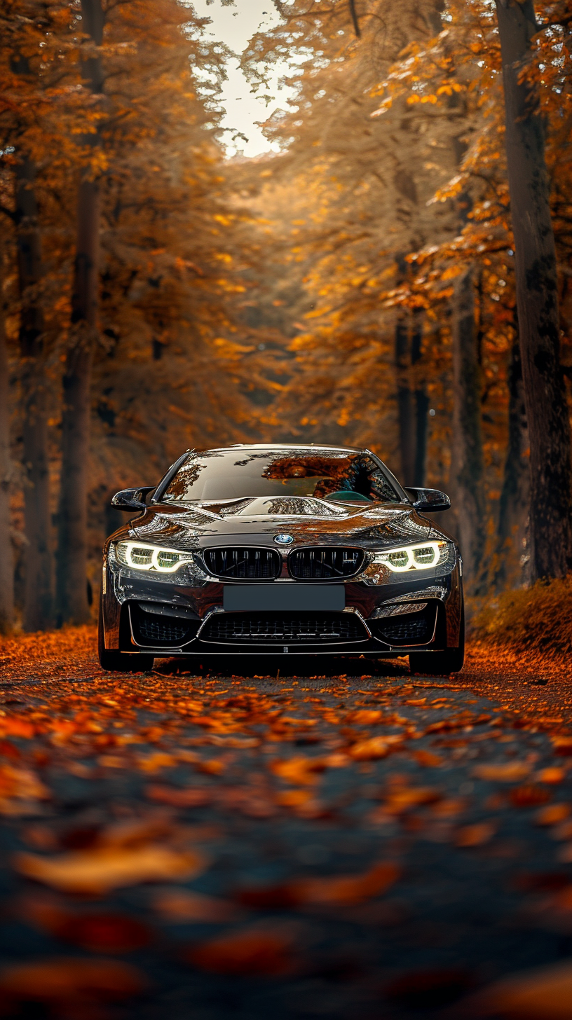 Custom Widebody BMW M4 on Orange Autumn Road