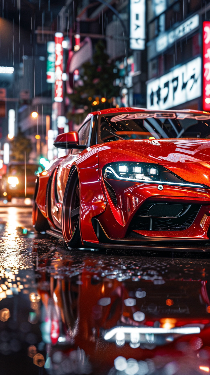 Custom Widebody Toyota Supra MK4 Night Scene in Tokyo