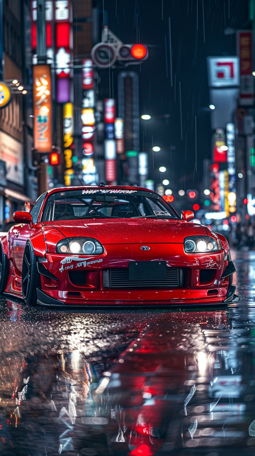 Custom Widebody Toyota Supra MK4 in Tokyo at Night