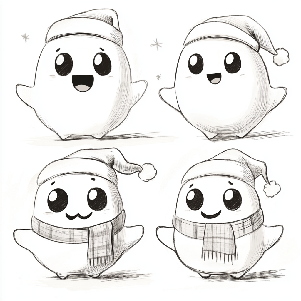 Cute Ghosts Singing Carols in Christmas Attires