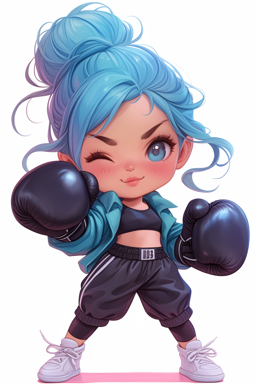 Cute Girl in Boxing Gloves, Fashion Show Style