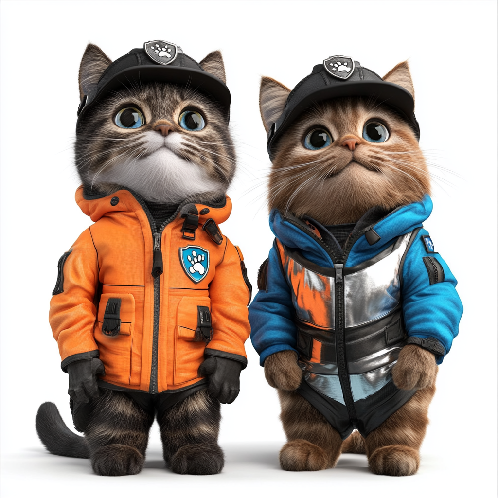 Cute Happy Cats in Paw Patrol Inspired Outfits