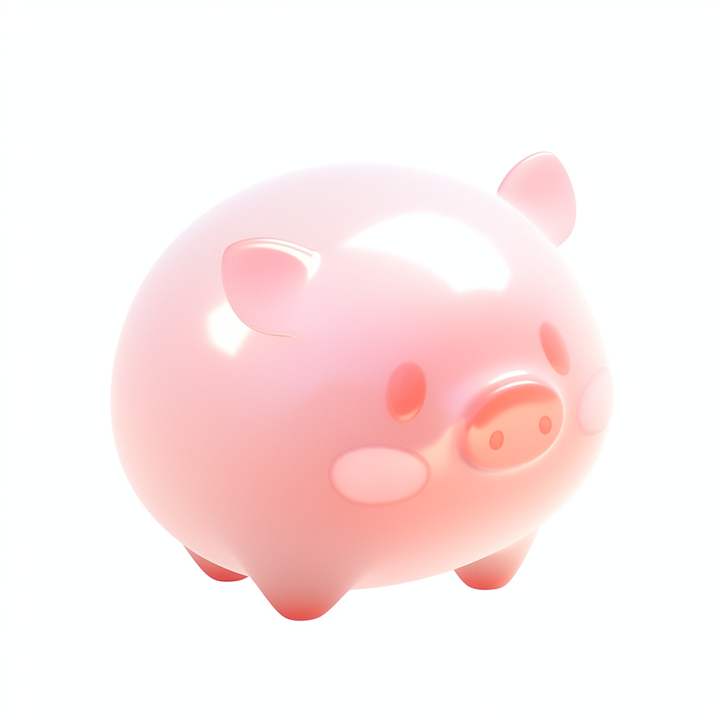 Cute Miniature Ham Icon in 3D, White Background