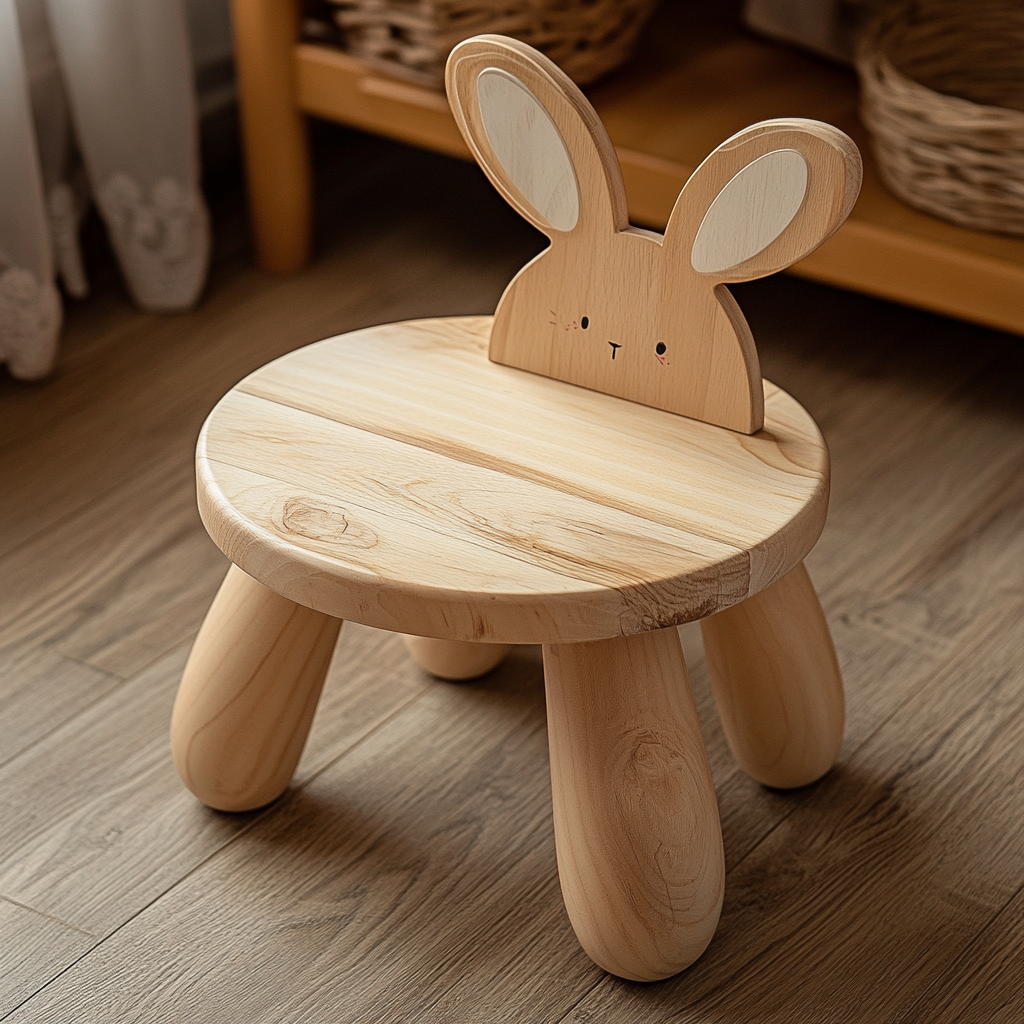 Cute Rabbit Style Children's Stool with Backrest Support