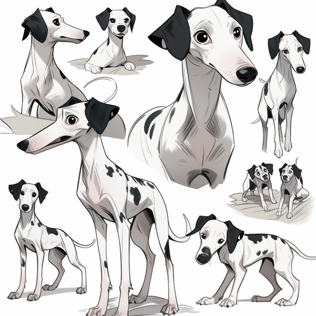 Cute Whippet Dog in Various Poses