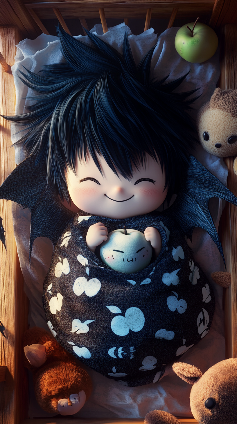 Cute baby Ryuk from Death Note sleeping peacefully.