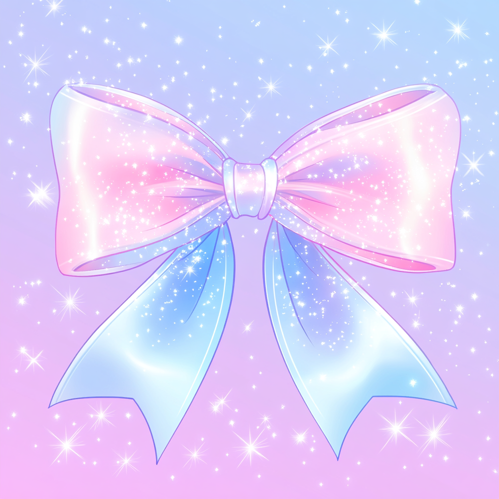 Cute bow with butterfly knot, pink and light blue.