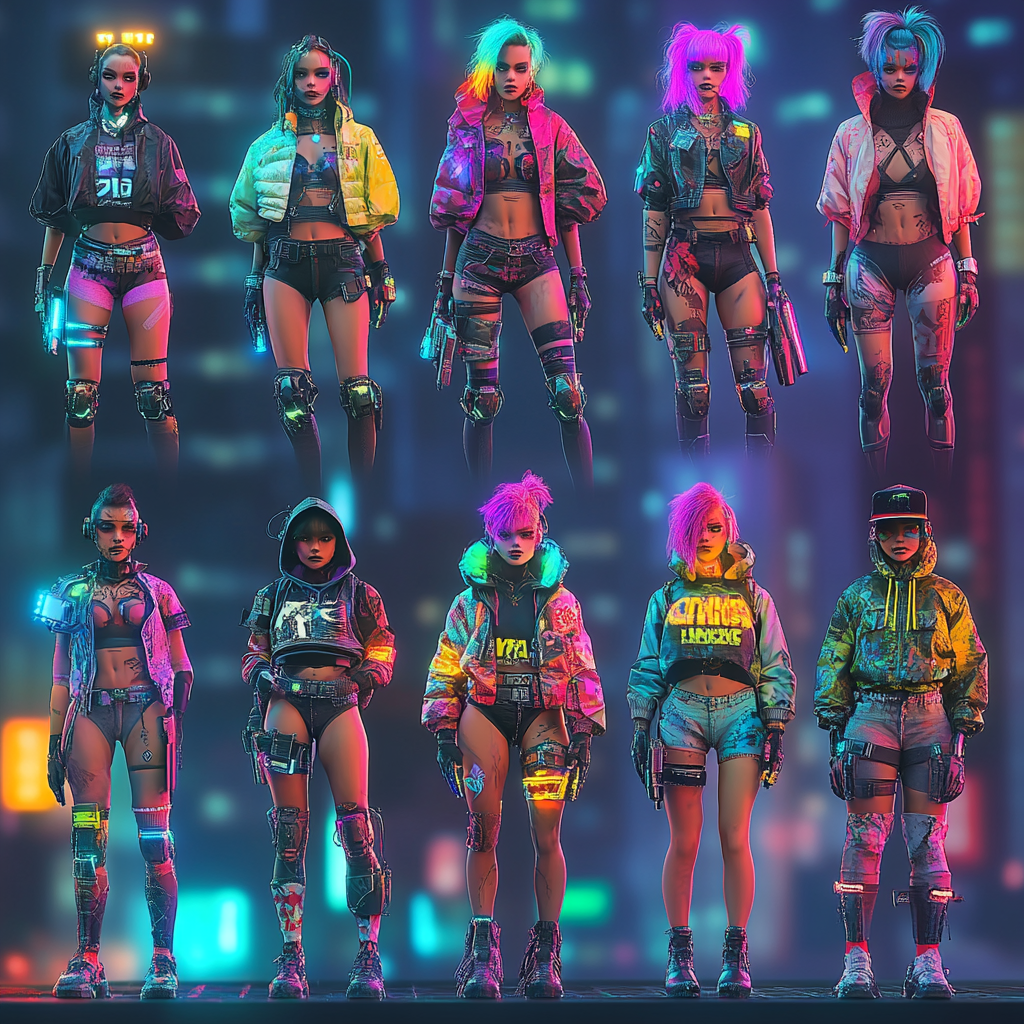 Cyberpunk Characters in Neon City for NFTs