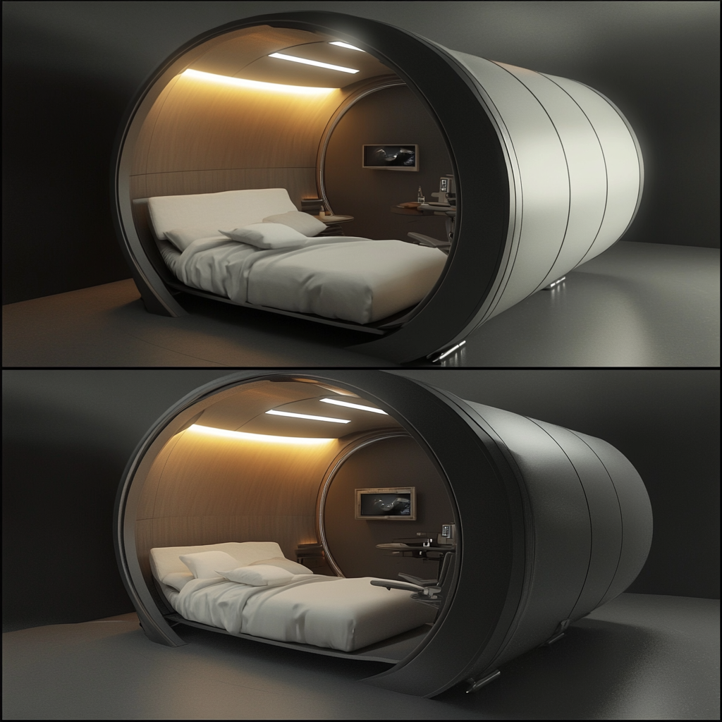 Cylindrical Living Module: Compact, Sleek, and Functional