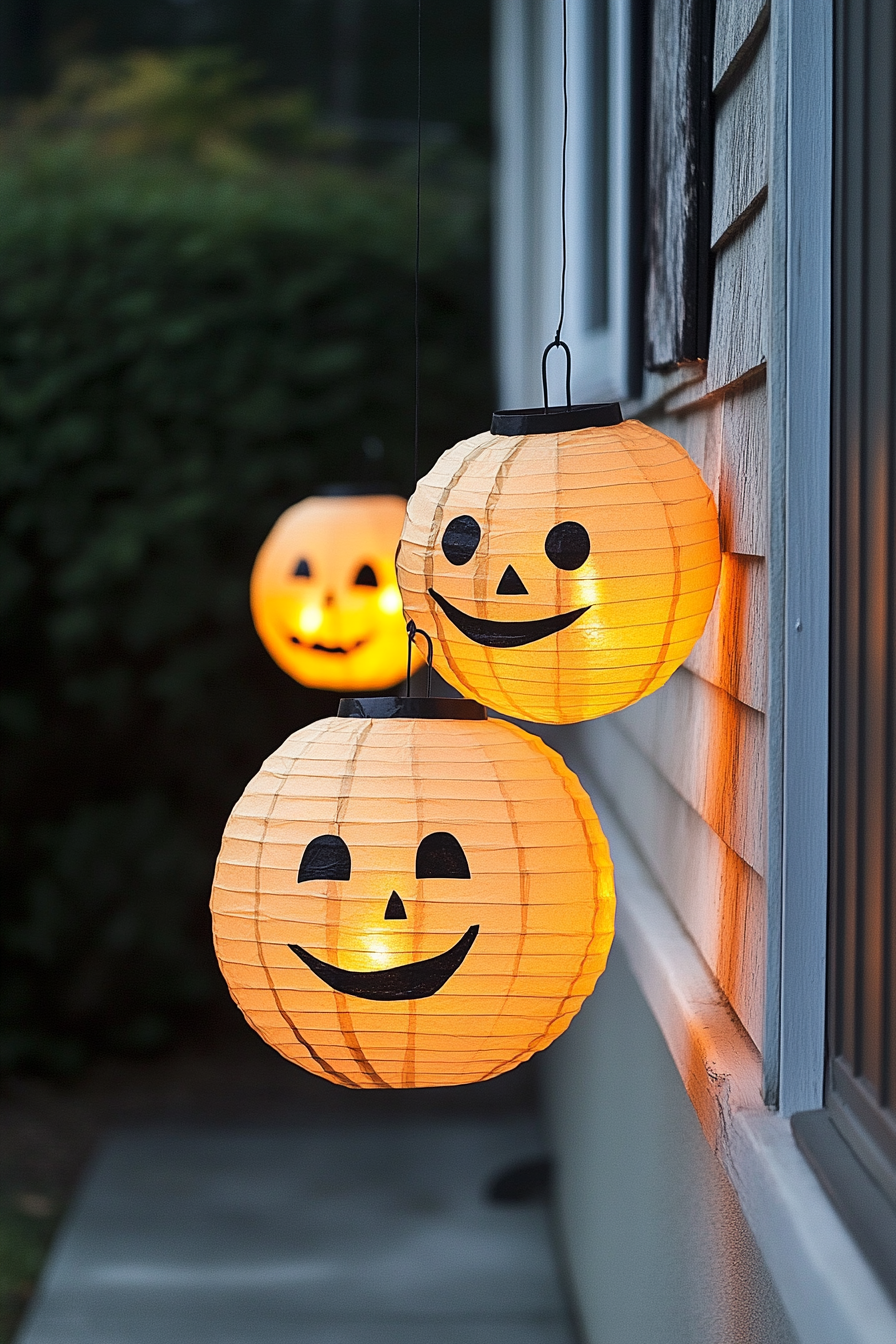 DIY Paper Lanterns with Smiling Faces for Halloween