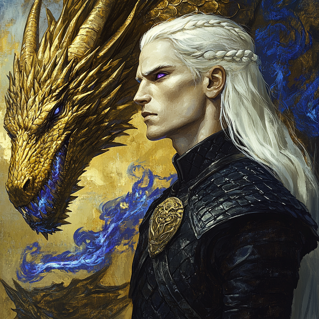 Daemon Targaryen, from Game of Thrones, standing majestically.