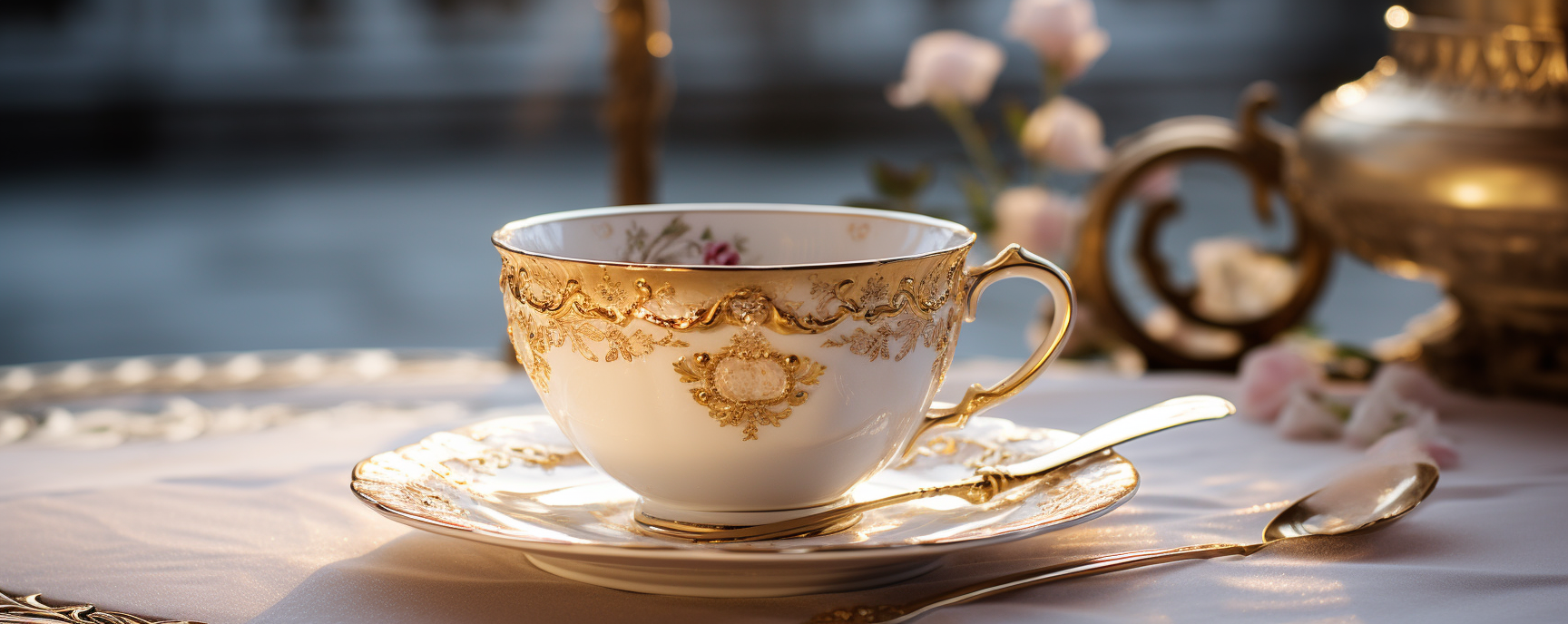 A luxurious white china tea cup