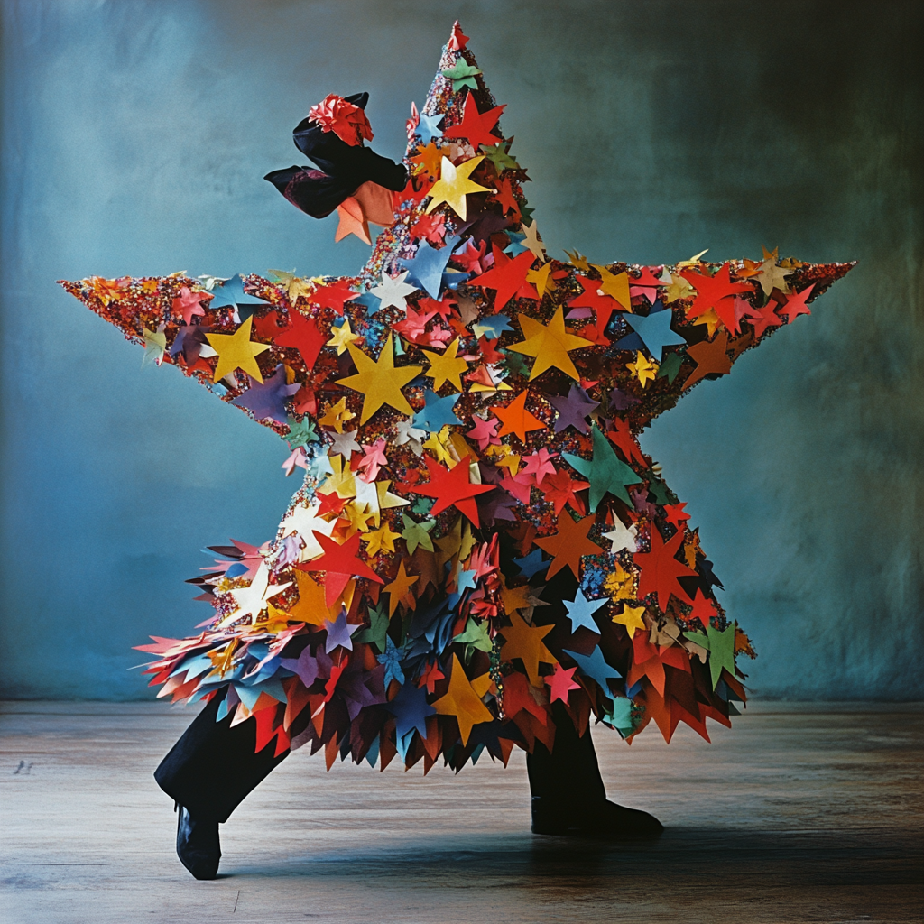 Dancing star piñata person in studio costume