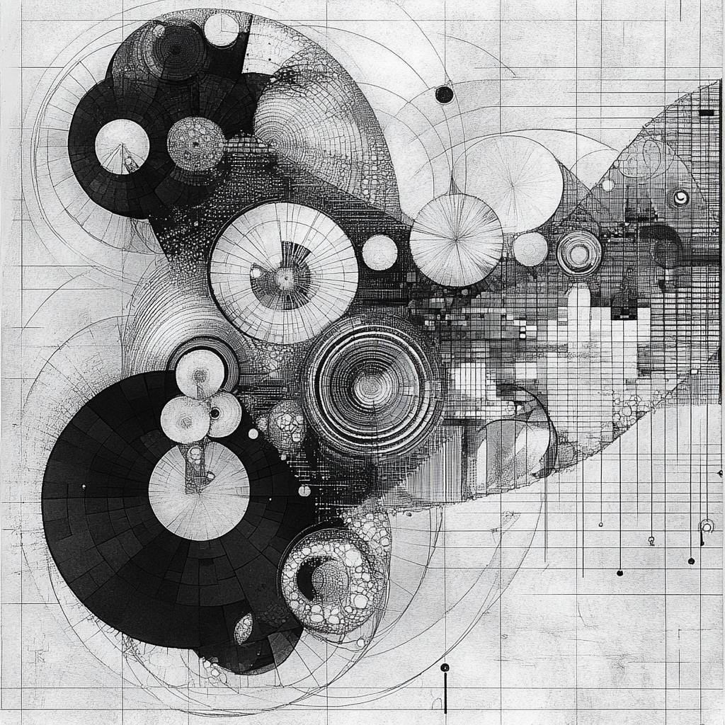 Daniel Libeskind's detailed black and white fractal artwork