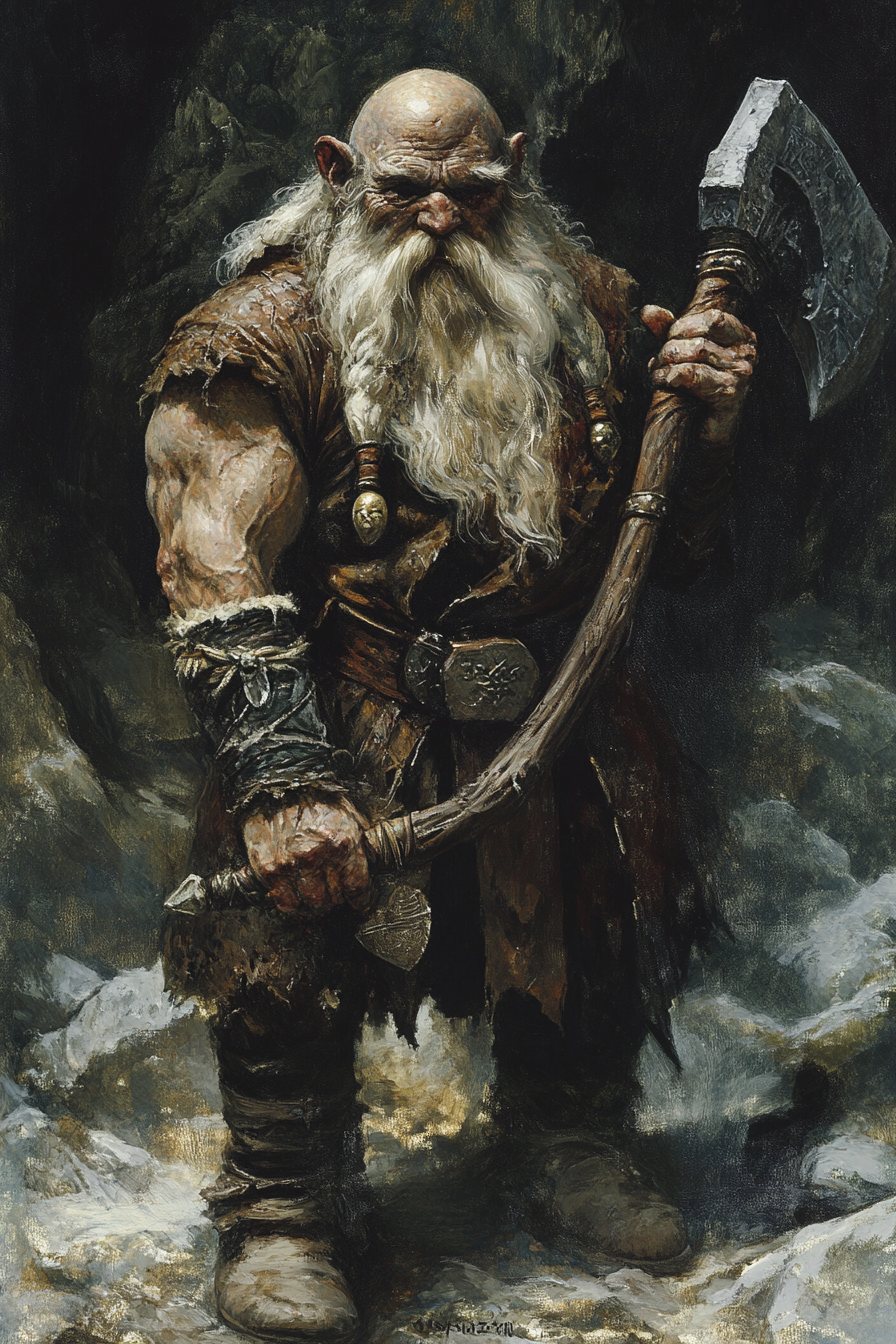 Dark Duergar in artists' styles: Kovacs, Bell, Frazetta.