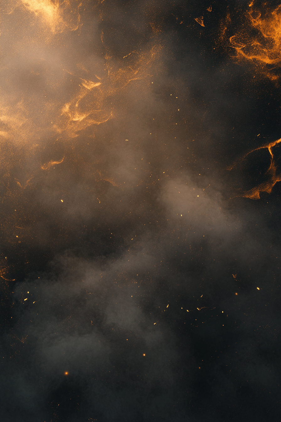 Dark center, gold smoke gradient, seamless background, no floor.