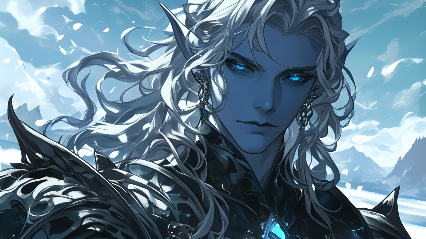 Dark elf dragonrider in Game of Thrones style anime.