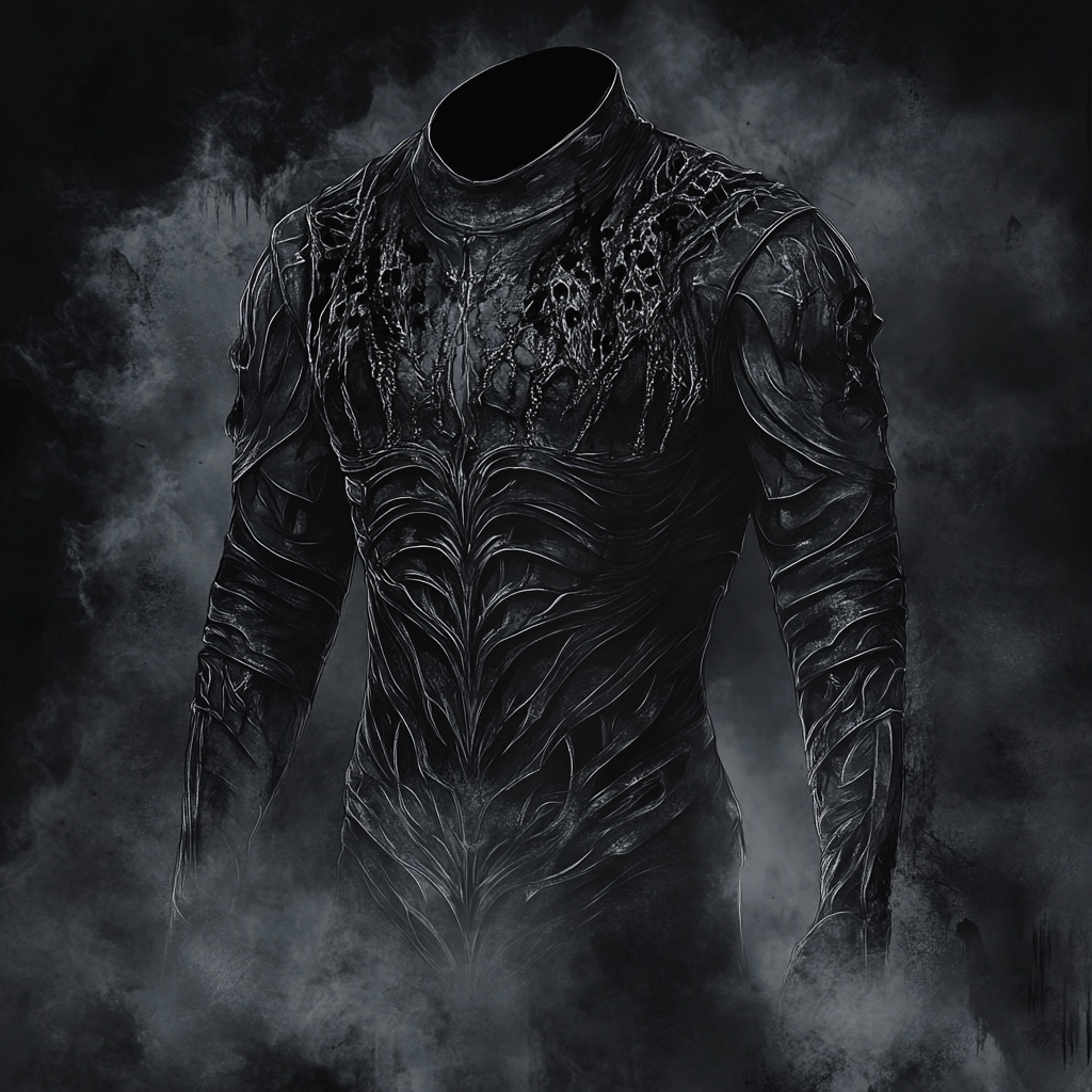 Dark haunted armor with screaming faces and spirits