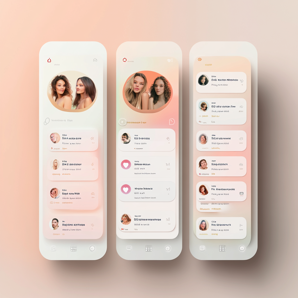 Dating app chat thread list page with soft, modern design.