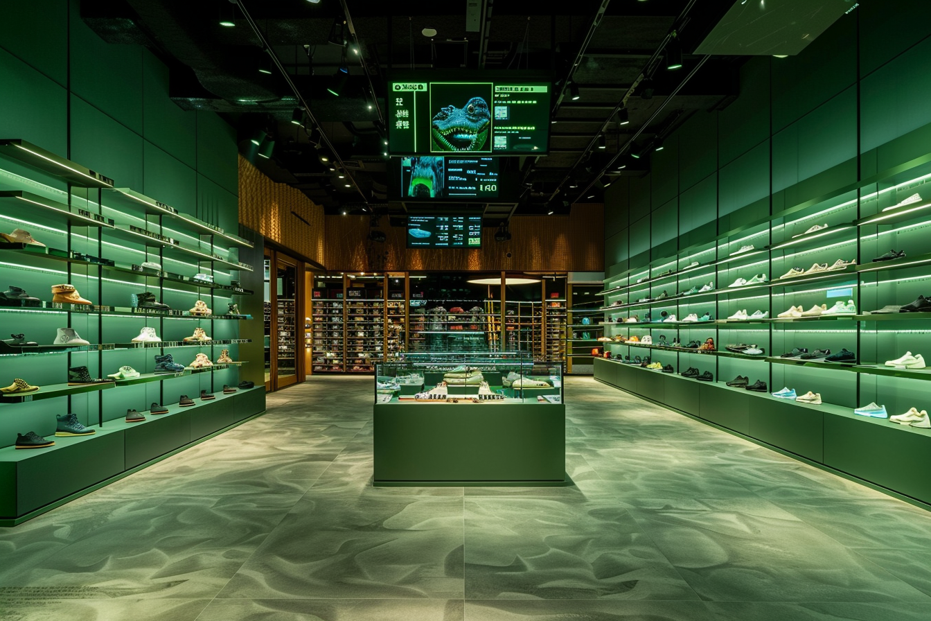 David Chipperfield Shoe Shop with Crocodile Background 