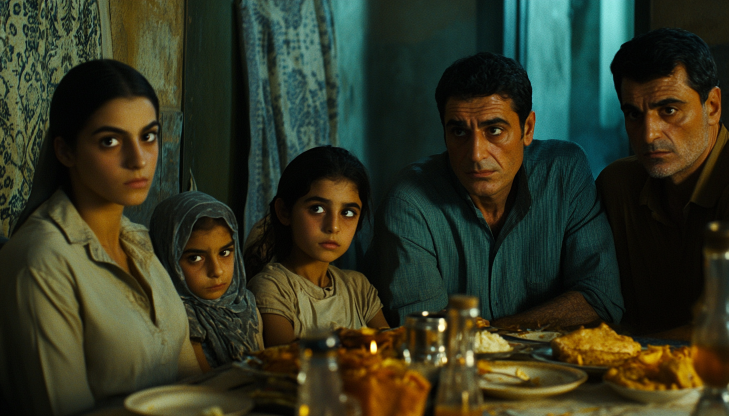 David Fincher-esque Family Dinner Scene in Middle East