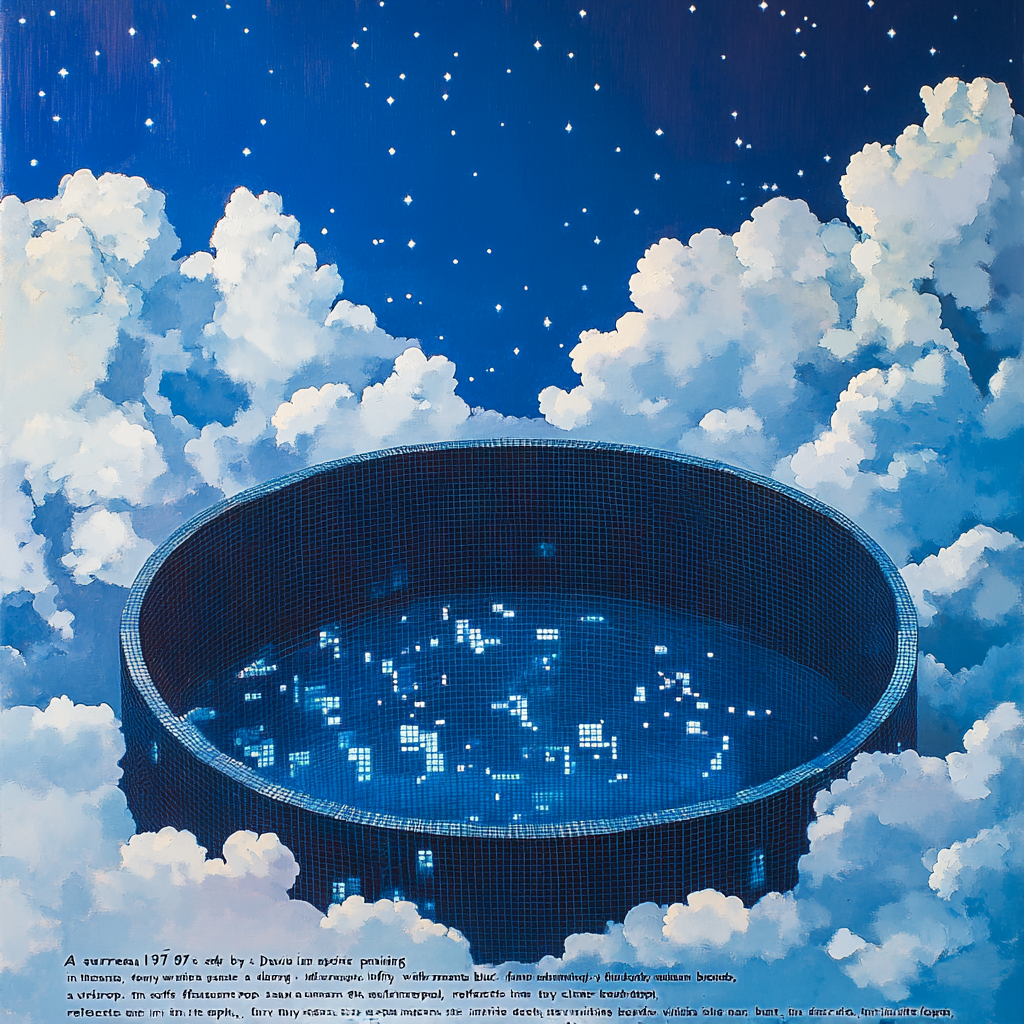 David Hockney-inspired Surreal Sky Pool Painting