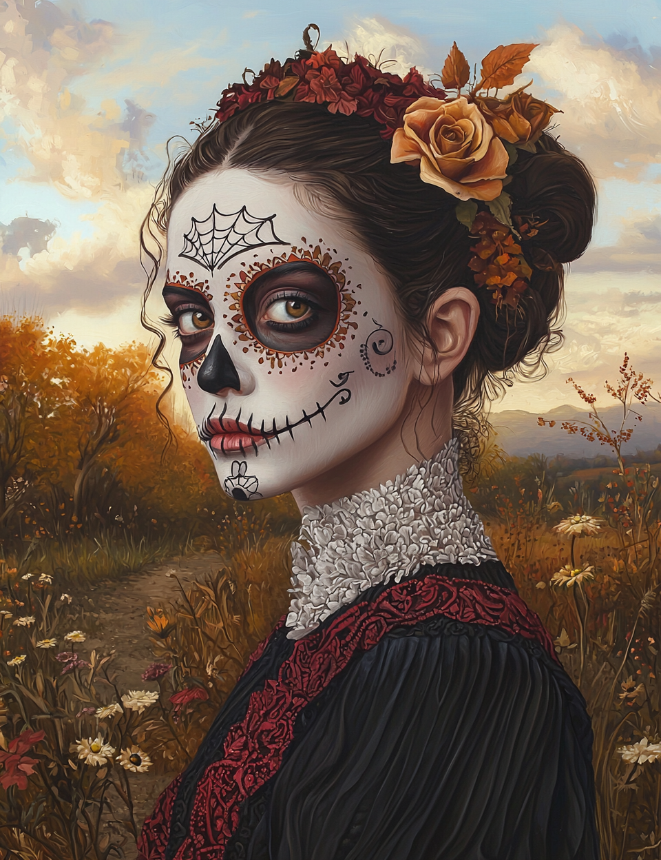 Day of the Dead Catrina Portrait at Sunset