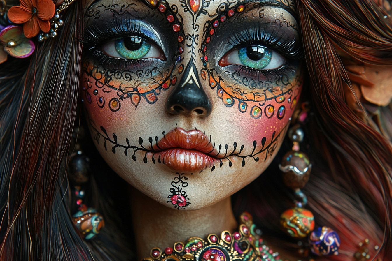 Day of the Dead Catrina Portrait with Necklace