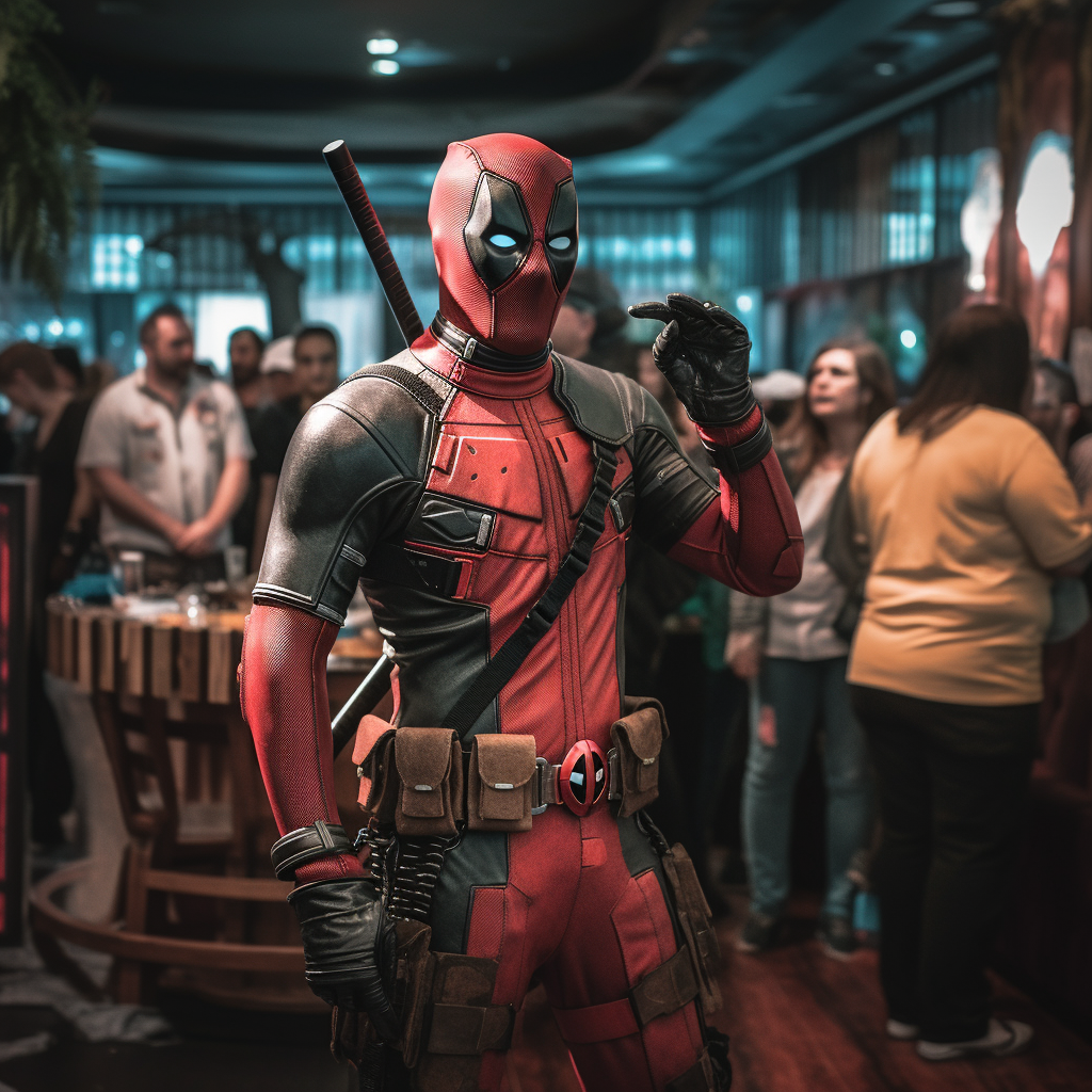 Deadpool Cosplay Funny Pose at Comic Con